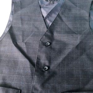 Grey and blue plaid stripe vest Boys size 12